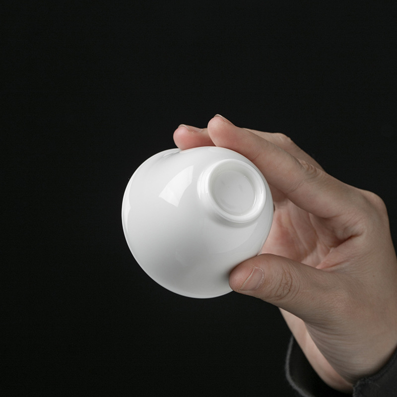 Simple Pure White Tea Cup*4pcs, ChineseGongfu Tea Cups Set 50ml