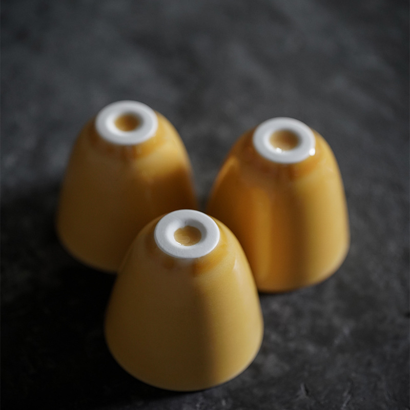 Moon Yellow Tea Cups Set*4pcs, Japanese Style Gongfu Tea Cup 50ml