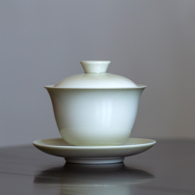 Ash White Gaiwan Set 170ml, Chinese Porcelain Kung Fu Tea Set