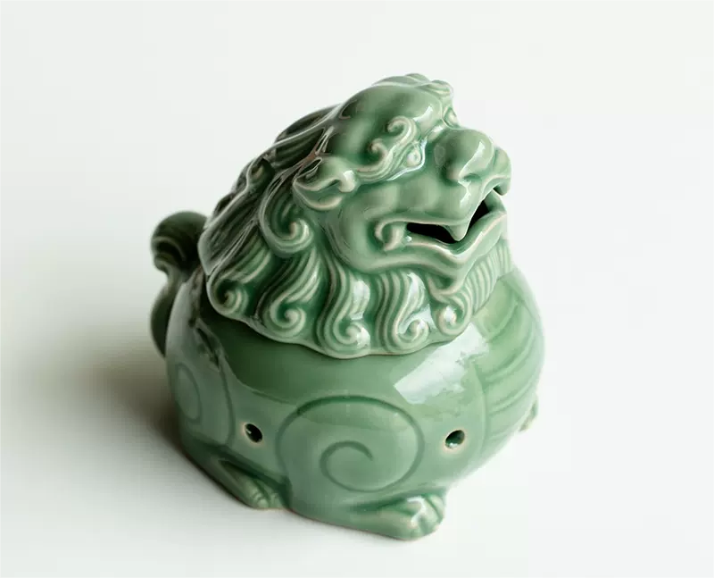 Holy Lion Incense Burner, Celadon Incense Burner Lion Figurine