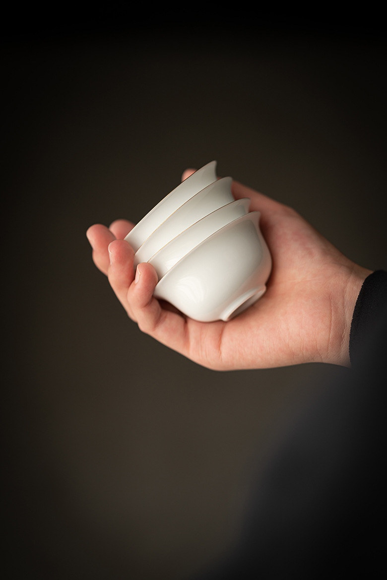 Sweet Pure White Tea Cups Set*4pcs, ChineseGongfu Tea Cup 35ml