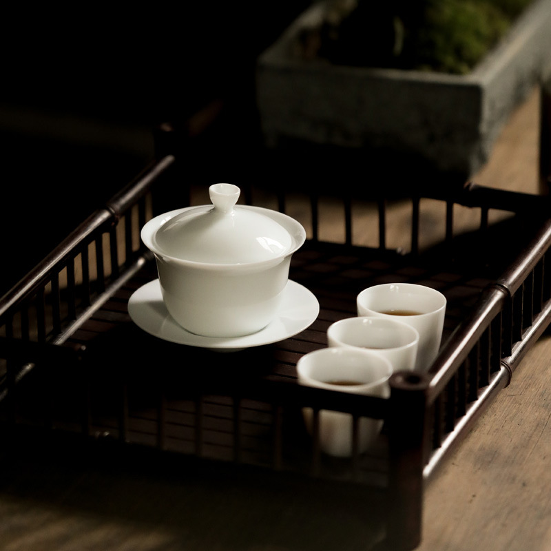 Minimal Pure White Gaiwan with Saucer 150ml