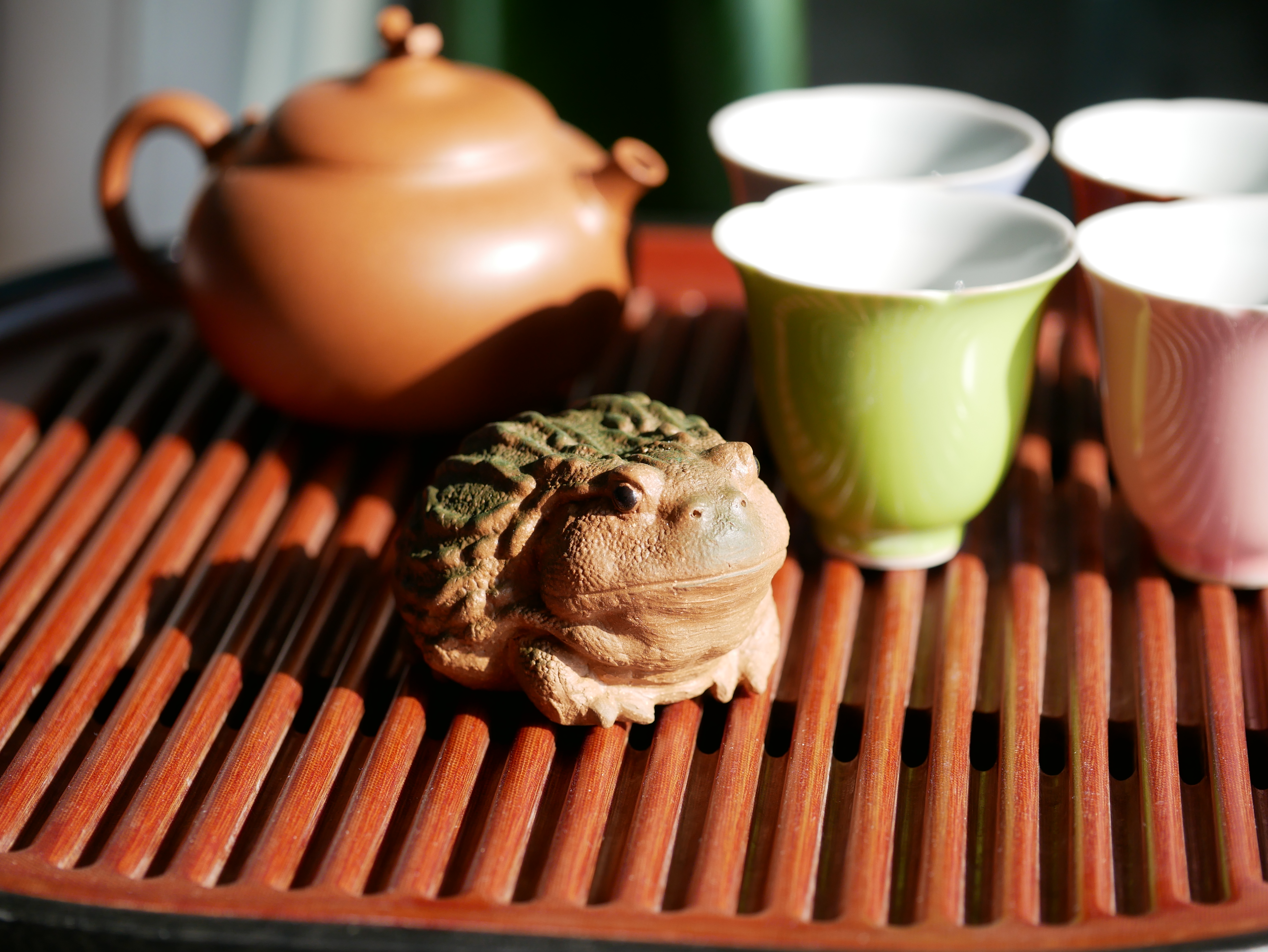 Ceramic Toad Figurine, Handmade Tea Pet, Made of Yixing Zisha Clay