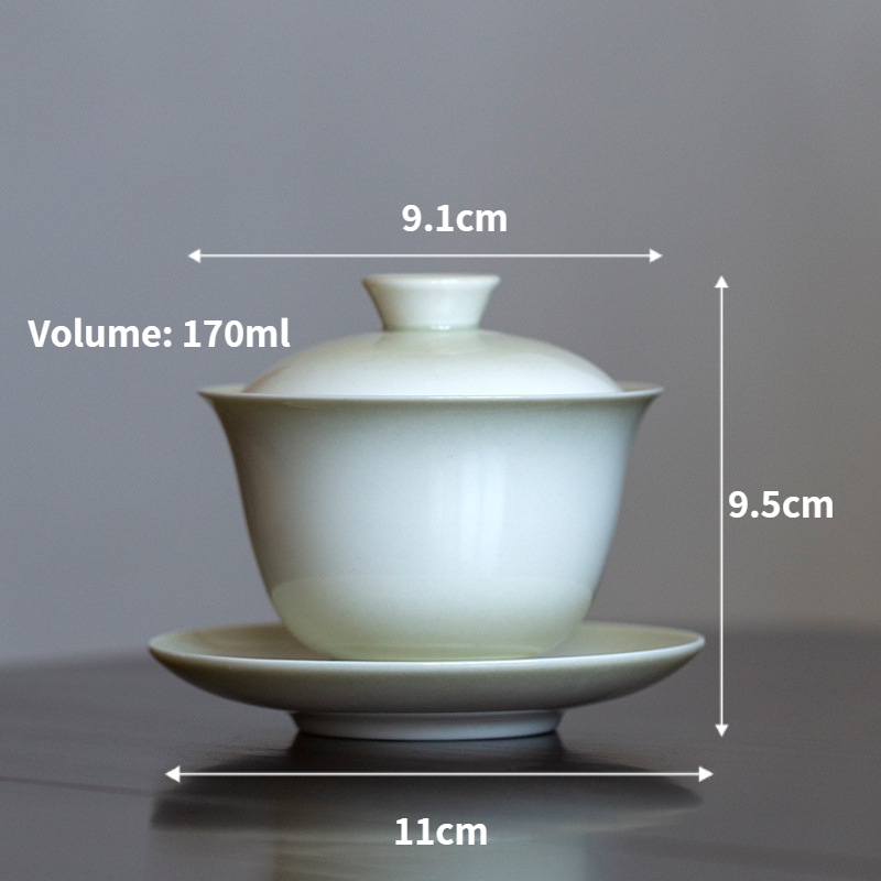 Ash White Gaiwan Set 170ml, Chinese Porcelain Kung Fu Tea Set
