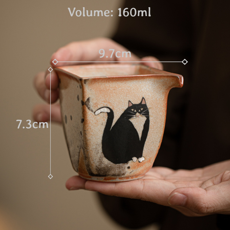 Japanese Shino Ware Style Black Cat Pitcher 160ml