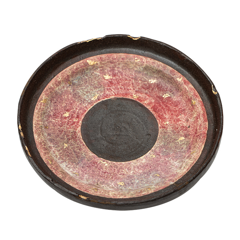 Japanese Style Red Stoneware Saucer For Teapots