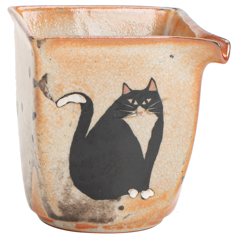 Japanese Shino Ware Style Black Cat Pitcher 160ml