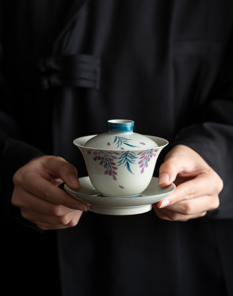 Cute Sweet Gaiwan with Saucer 130ml, Osmanthus/Wisteria/Cherry