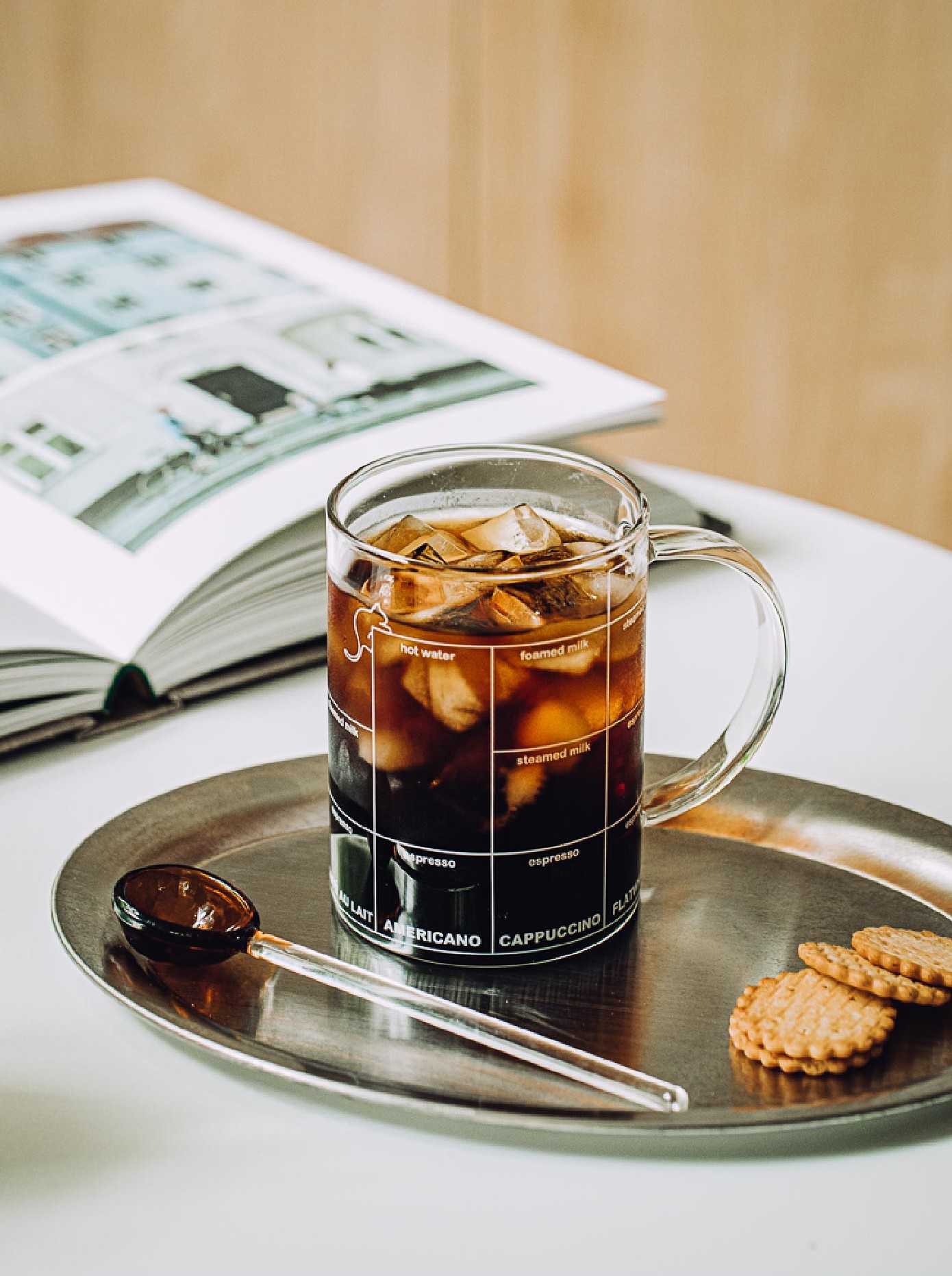 Cat Glass Mug with Coffee Measurement Markings 430ml