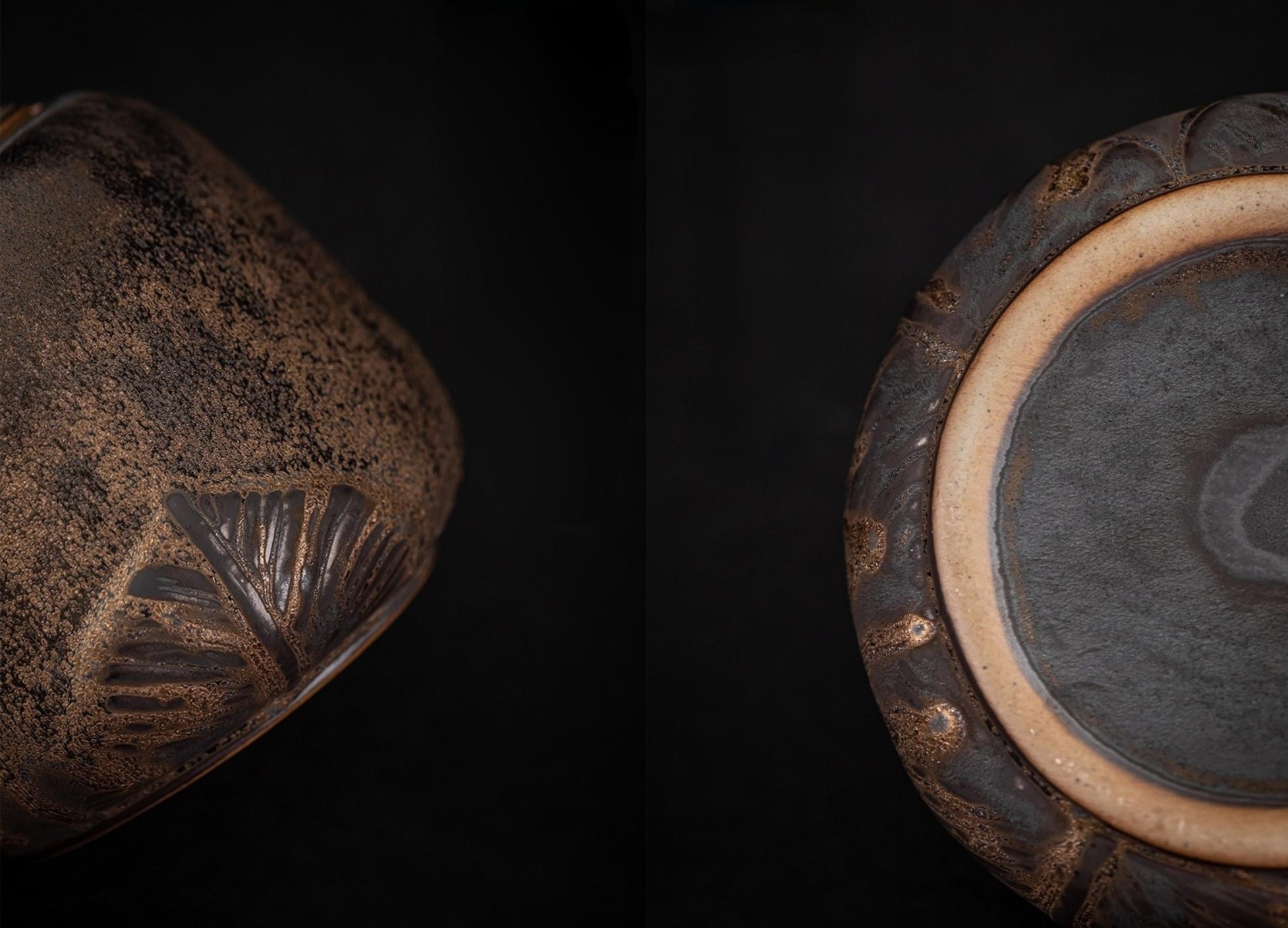 Stoneware Tea Canister Sets, Japanese Style Rust-Glazed