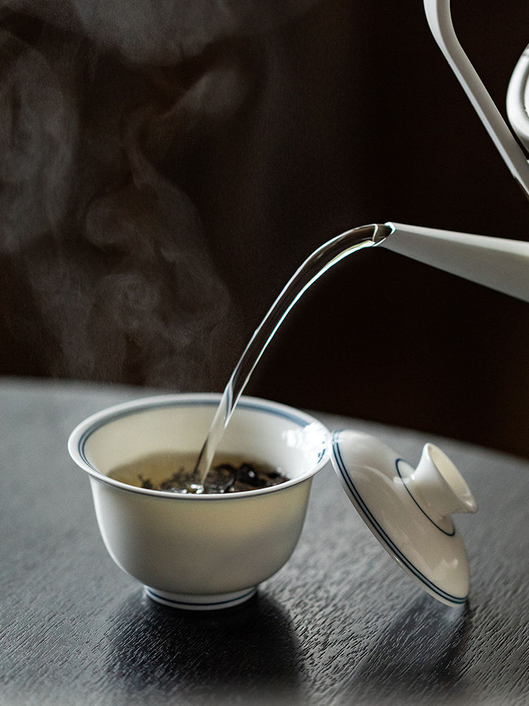 Dual Circle White Porcelain Gaiwan 60ml~125ml