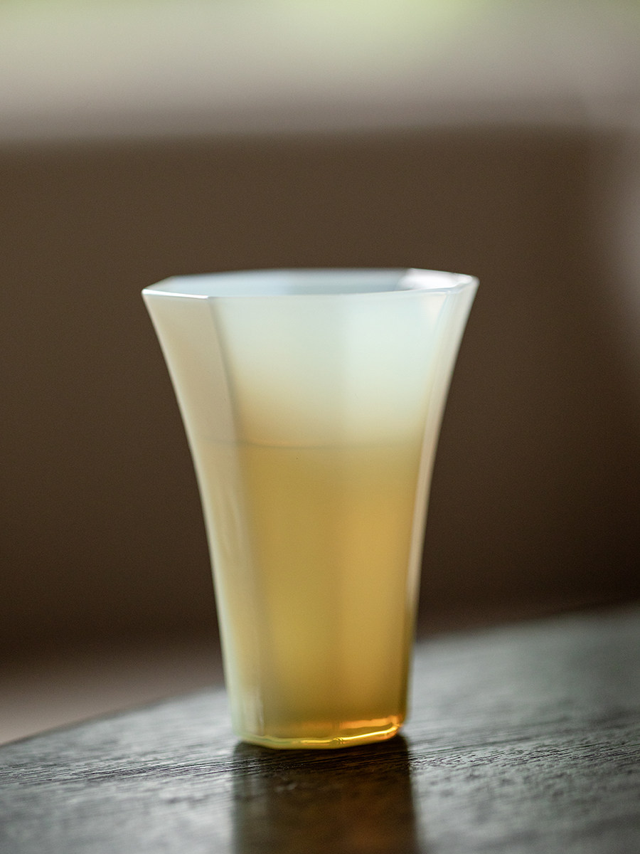 Yellow Jade Octagon Porcelain Cup 40ml