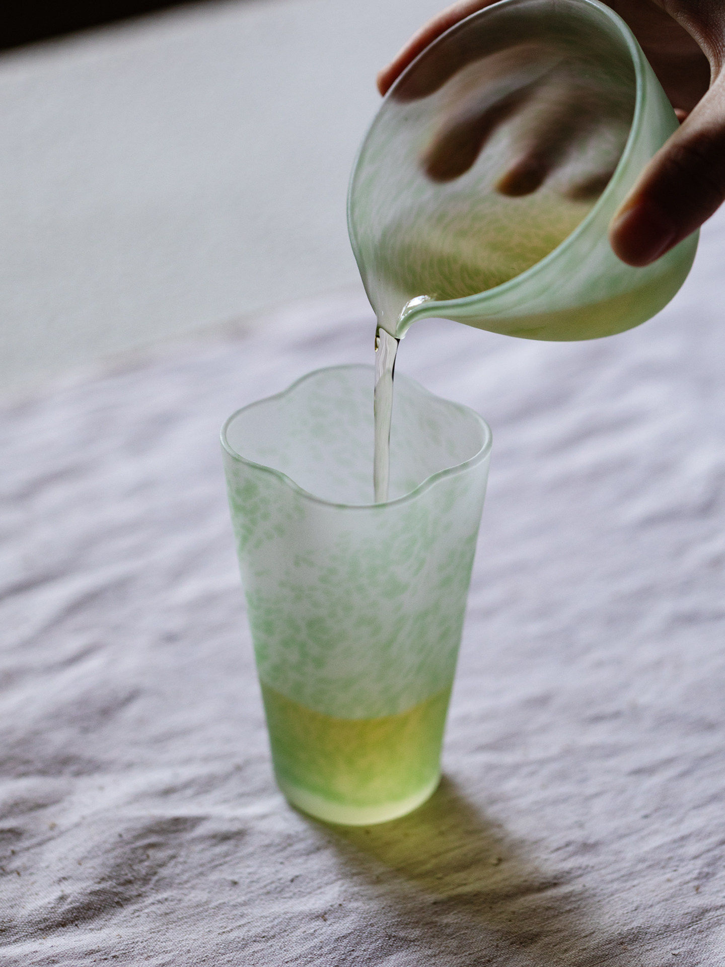 Green Frosted Glass Cup 150ml