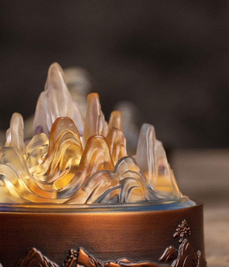 Glowing Moutain Incense Burner, Metal Burner+Glass Cover, Boshan Lu Incense Burner