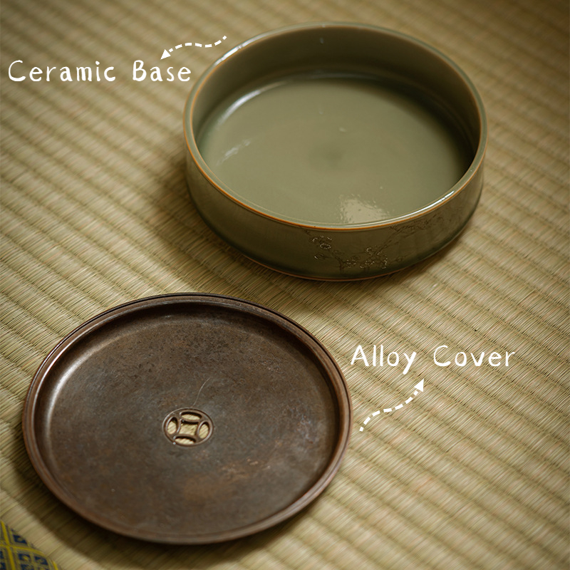 Celadon Tea Tray Plum Blossom Pattern, Kung Fu Tea Pot Holder Trivet