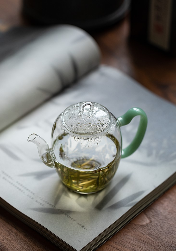  Glass Teapot with Jade Green Handle 240ml