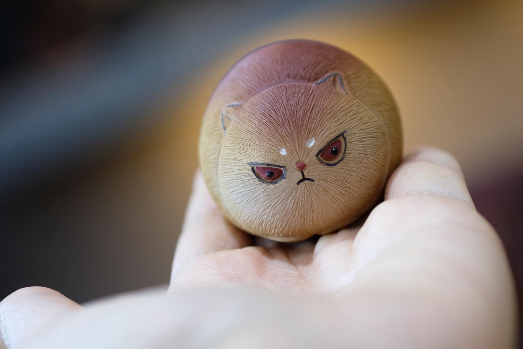 Grumpy Cat Figurine, Handmade Ceramic Tea Pet, Made of Yixing Zisha Clay