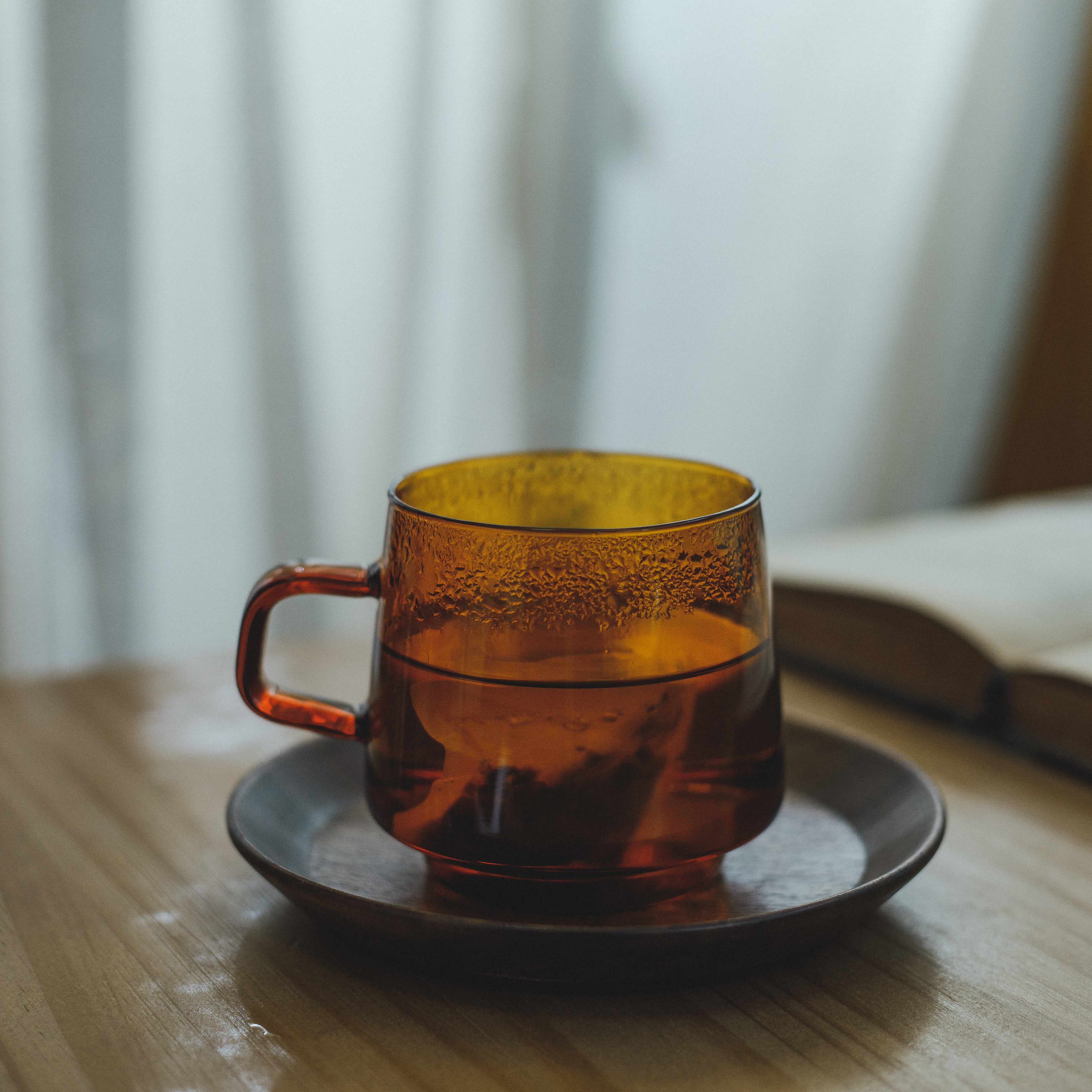 Amber Orange Glass Mug 340ml