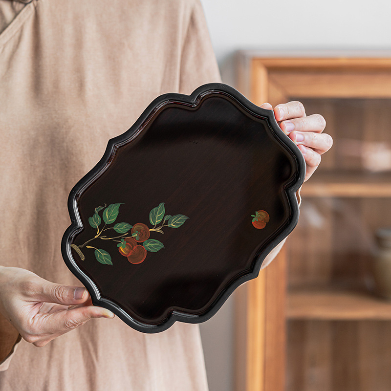 Bamboo Tea Tray Flower Patterns 5 Styles