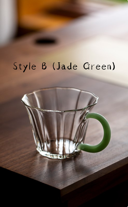 Small Glass Mug with Colored Handle