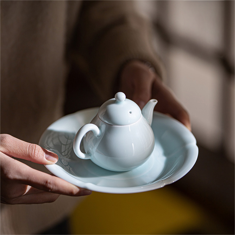 Shadow Blue Porcelain Saucer For Teapots