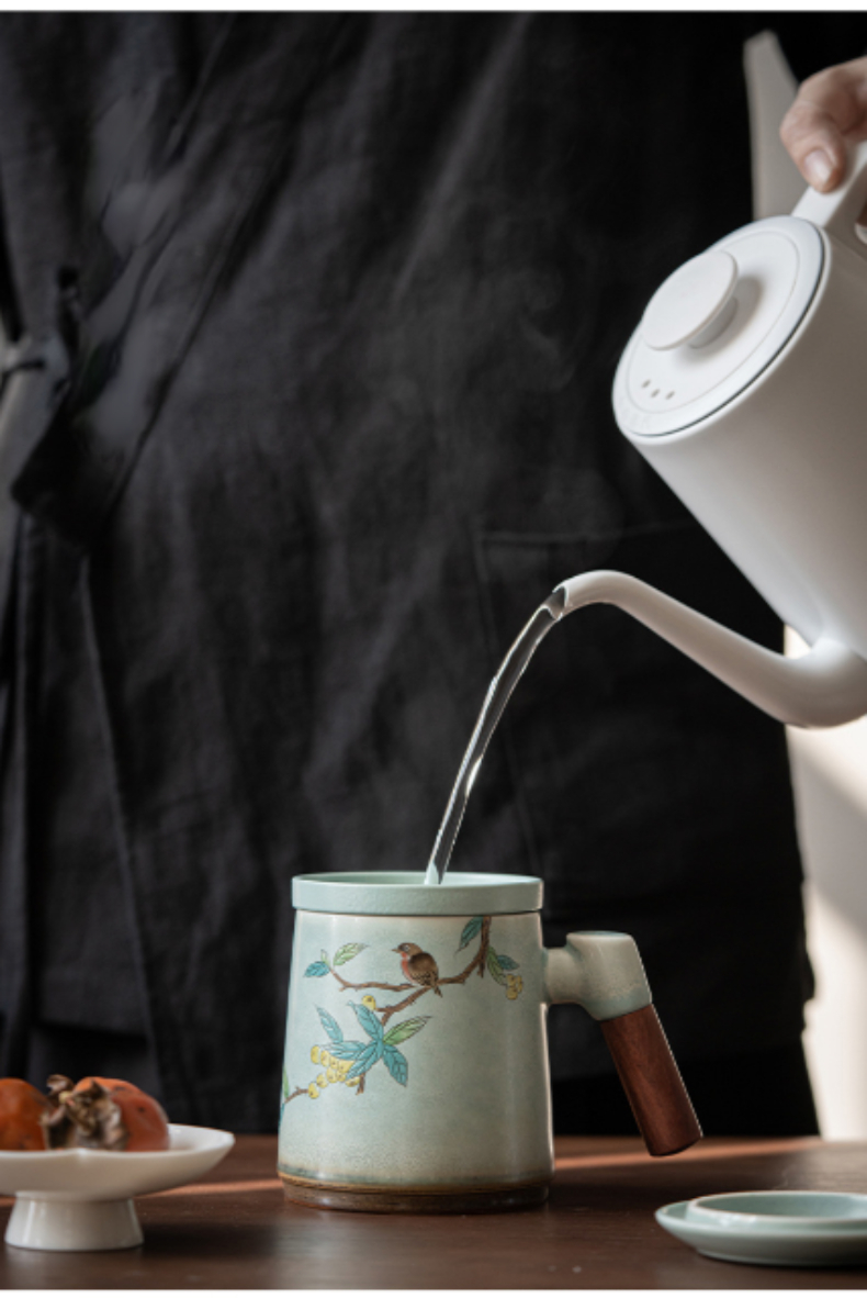 Tea Mug with Lid and Infuser 380ml, 5 Patterns Optional