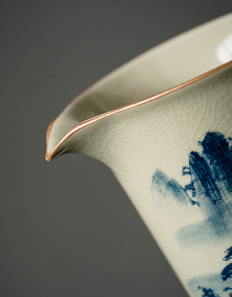 Landscape Fair Cup, 180ml Kung Fu Tea Pitcher, Blue and White Porcelain Jingdezhen Pottery