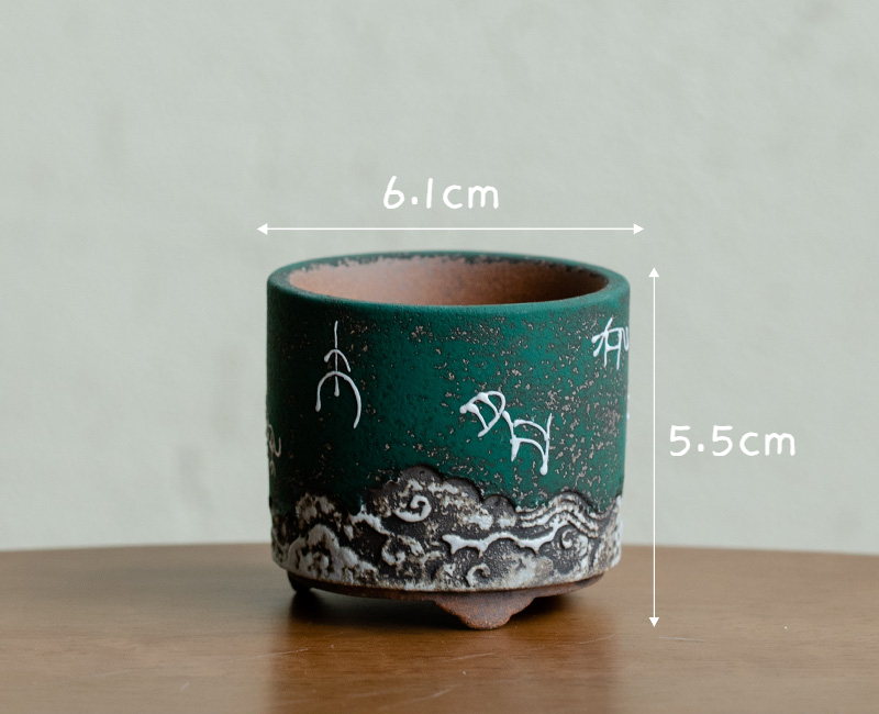 Green Ceramic Incense Burner with Oracle Deco