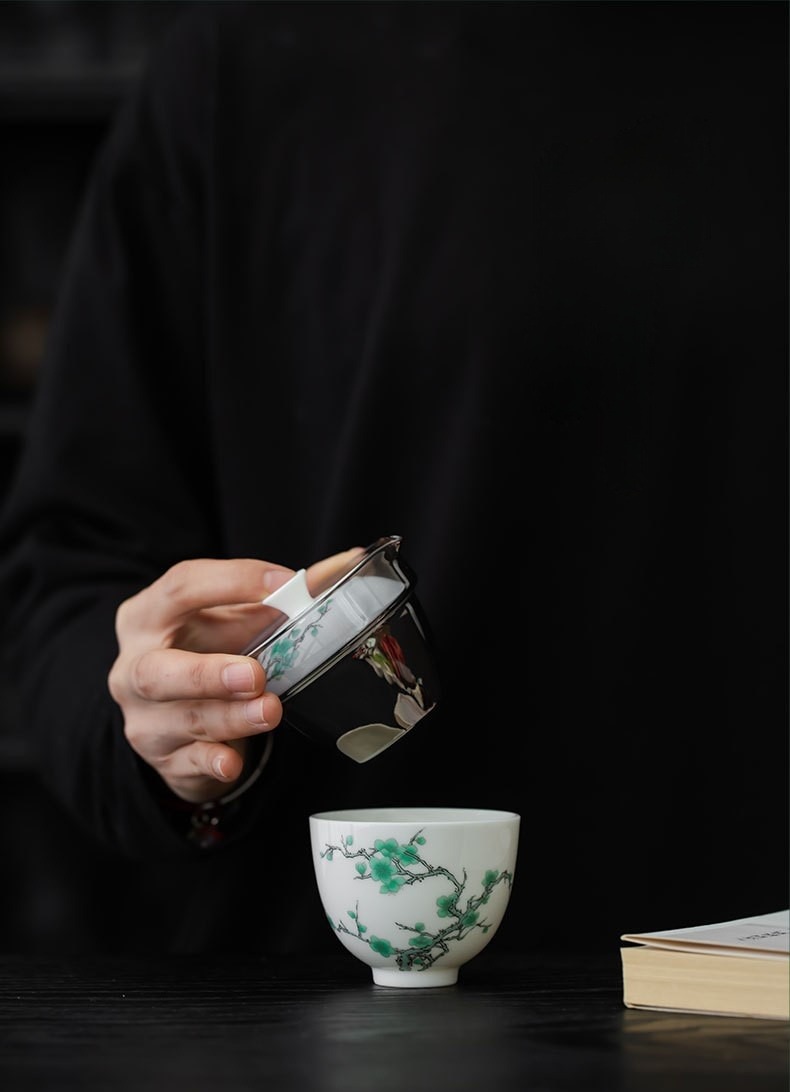 Green Plum Travel Tea Set with Case, 1 Teapot+1 Cup 150ml