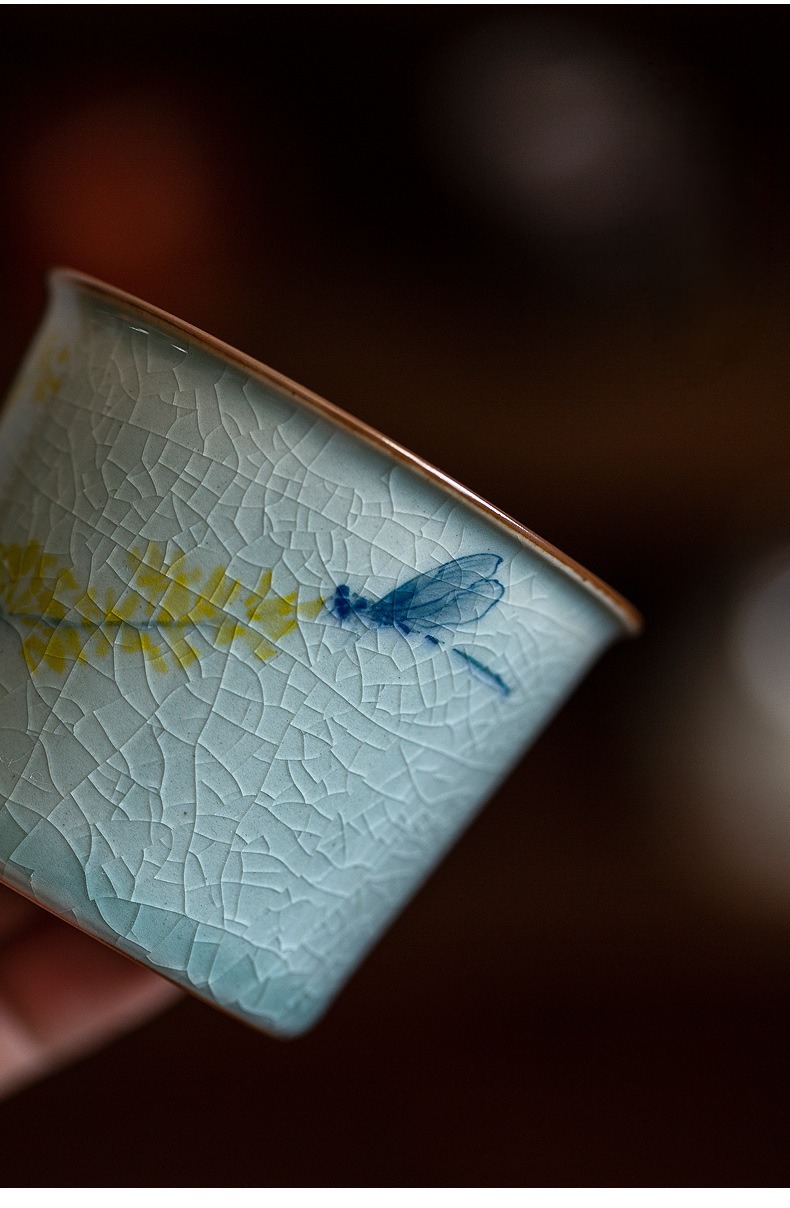 Maple Patttern Ceramic Kung Fu Tea Cup 120ml