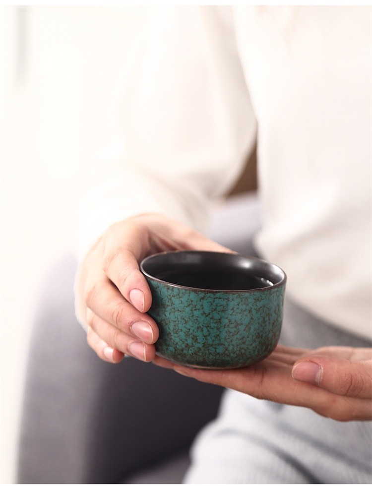 Bronze Green Ceramic Travel Tea Set, 1 Teapot+4 Cups