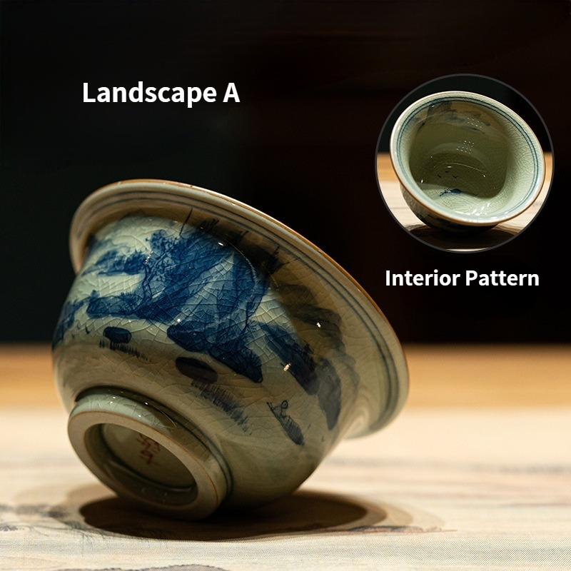 Blue and White Tea Cup Classic Style, 5 Patterns Available, Chinese Kung Fu Tea Cup 120ml