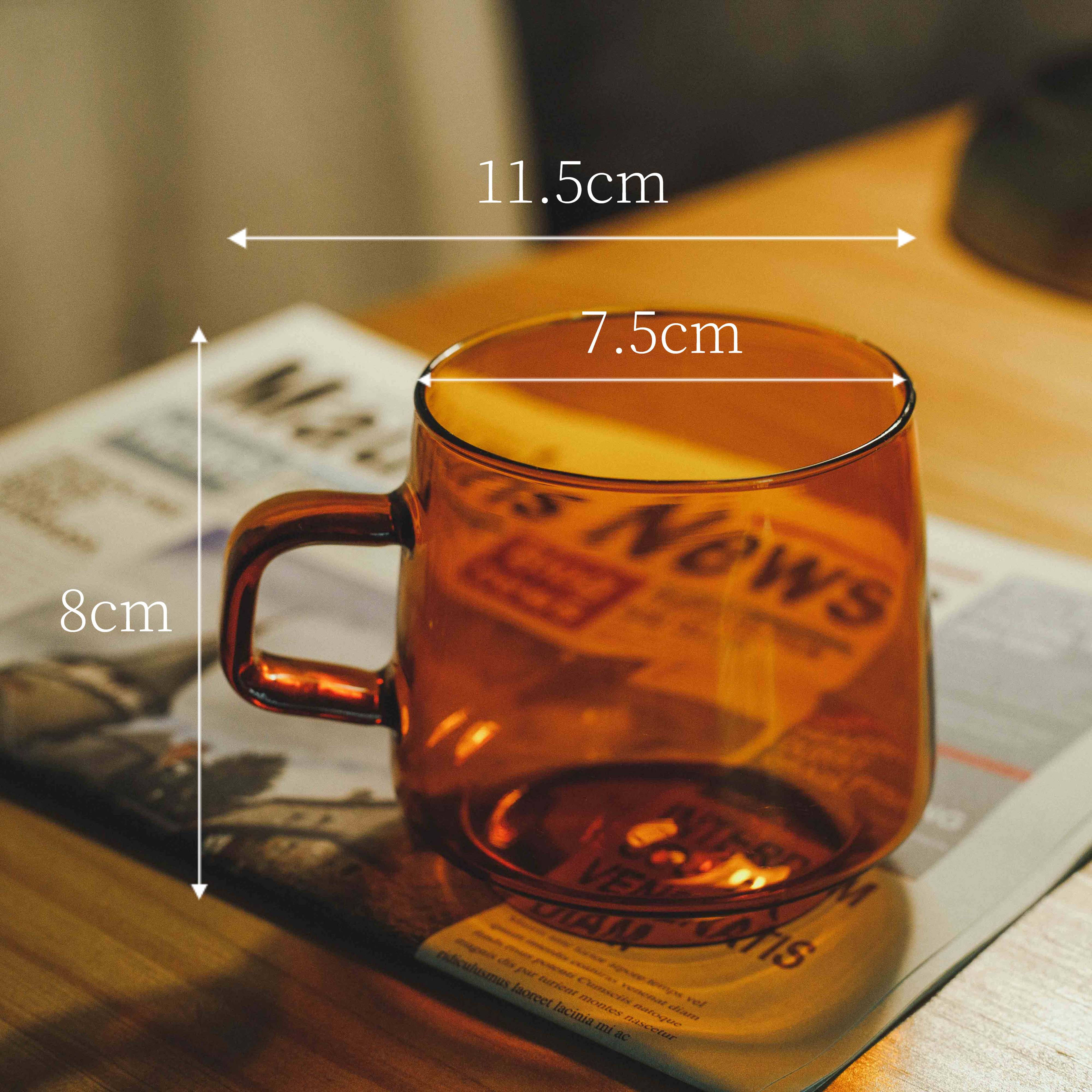 Amber Orange Glass Mug 340ml