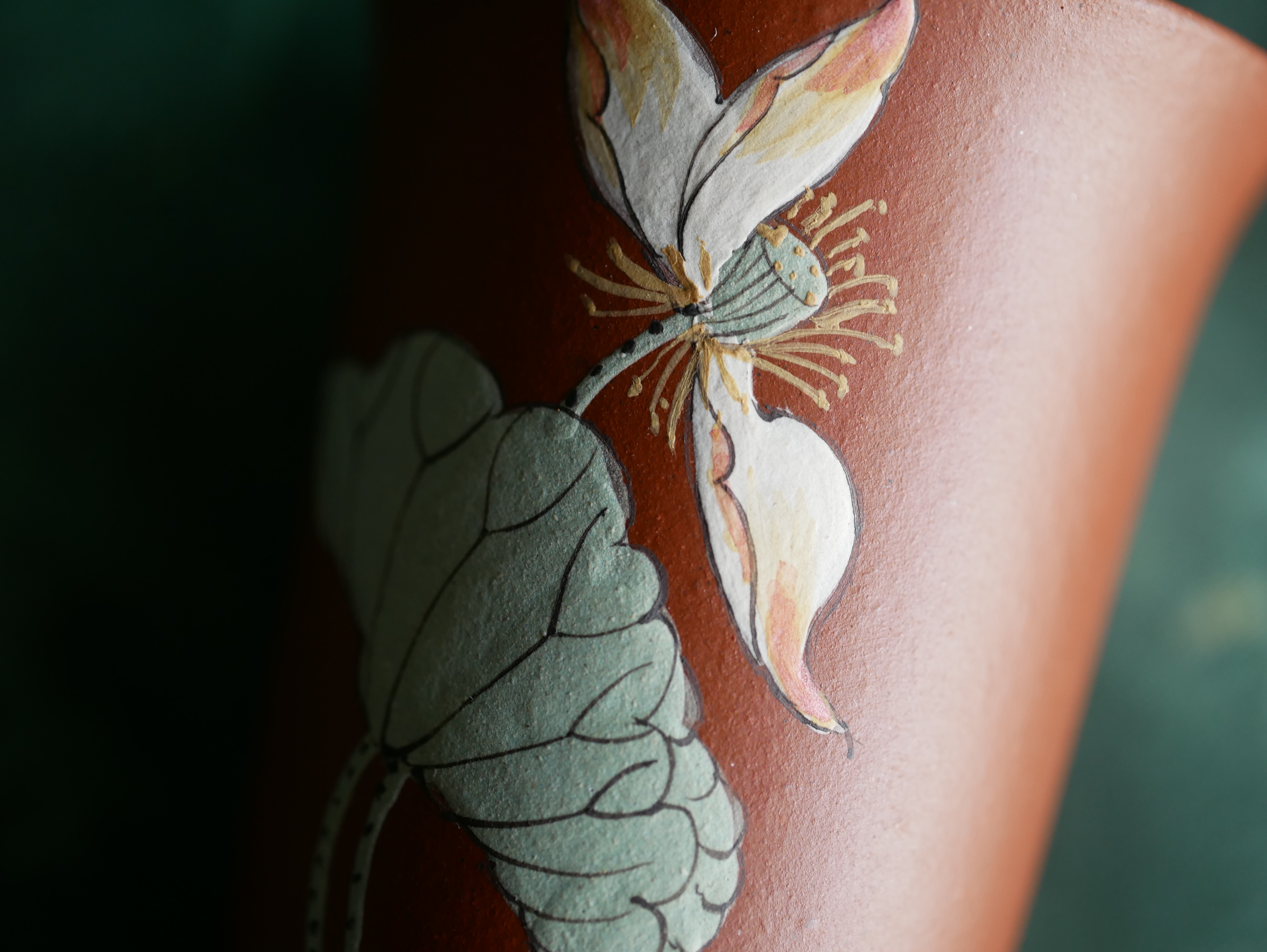 Handpaint Flower Purple Clay Tea Cup