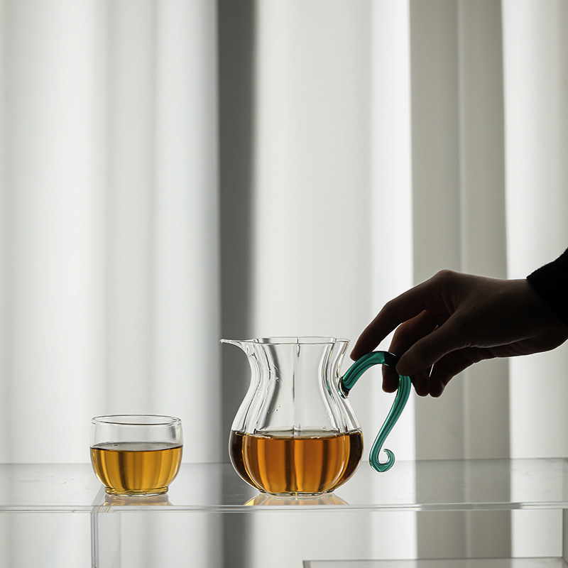 Glass Tea Pitcher with Blue Handle 220ml