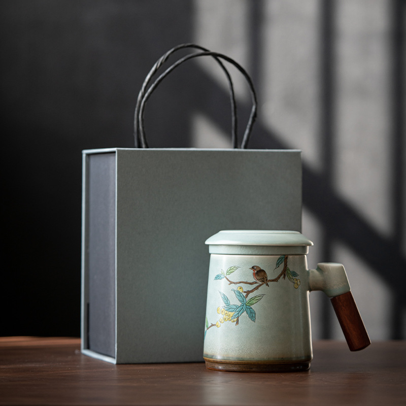 Tea Mug with Lid and Infuser 380ml, 5 Patterns Optional