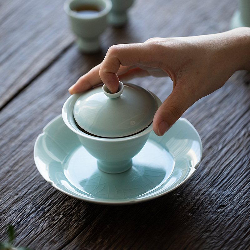 Lake Cyan/Lime White Porcelain Saucer 