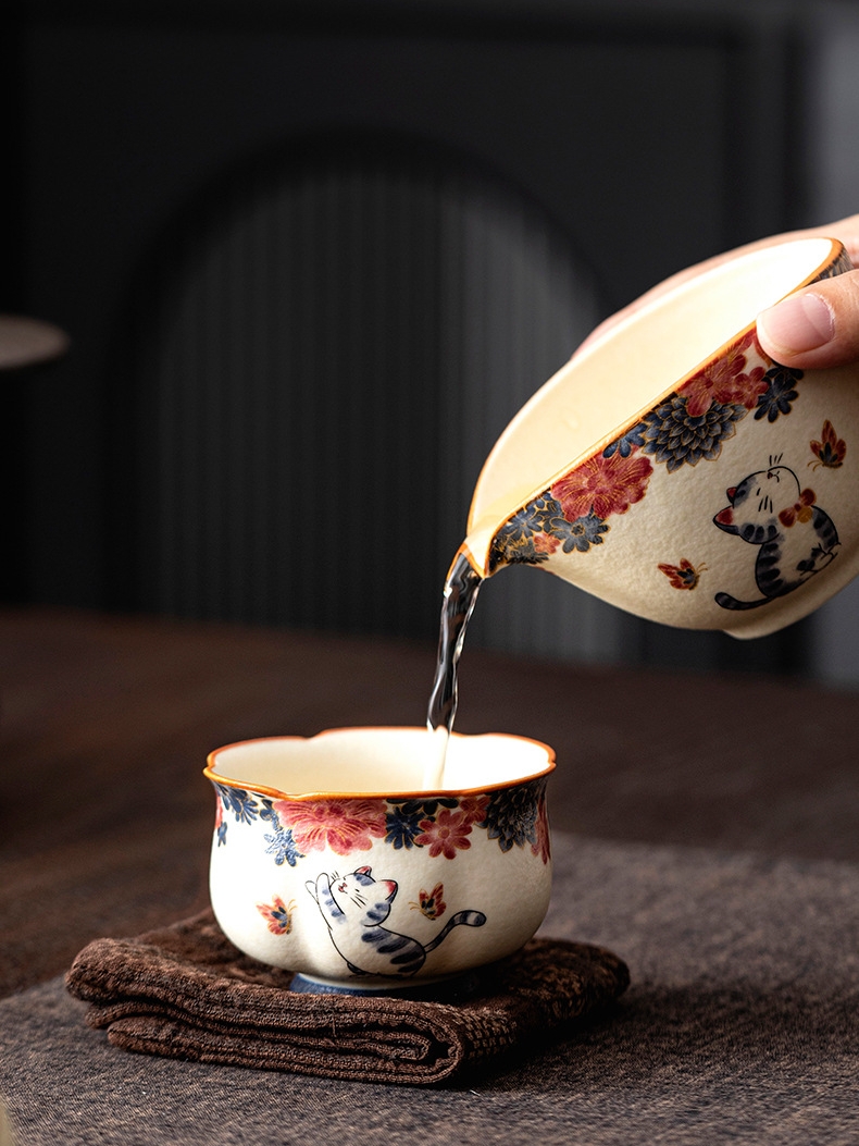 White Cat Tea Cups 5 Styles Optional