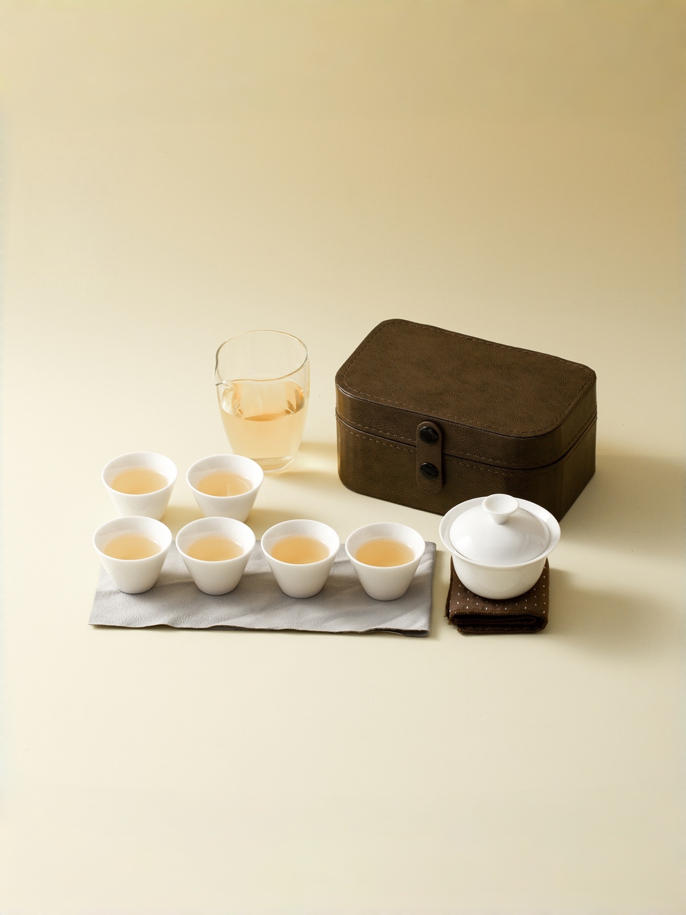 Compact White Porcelain Travel Tea Set