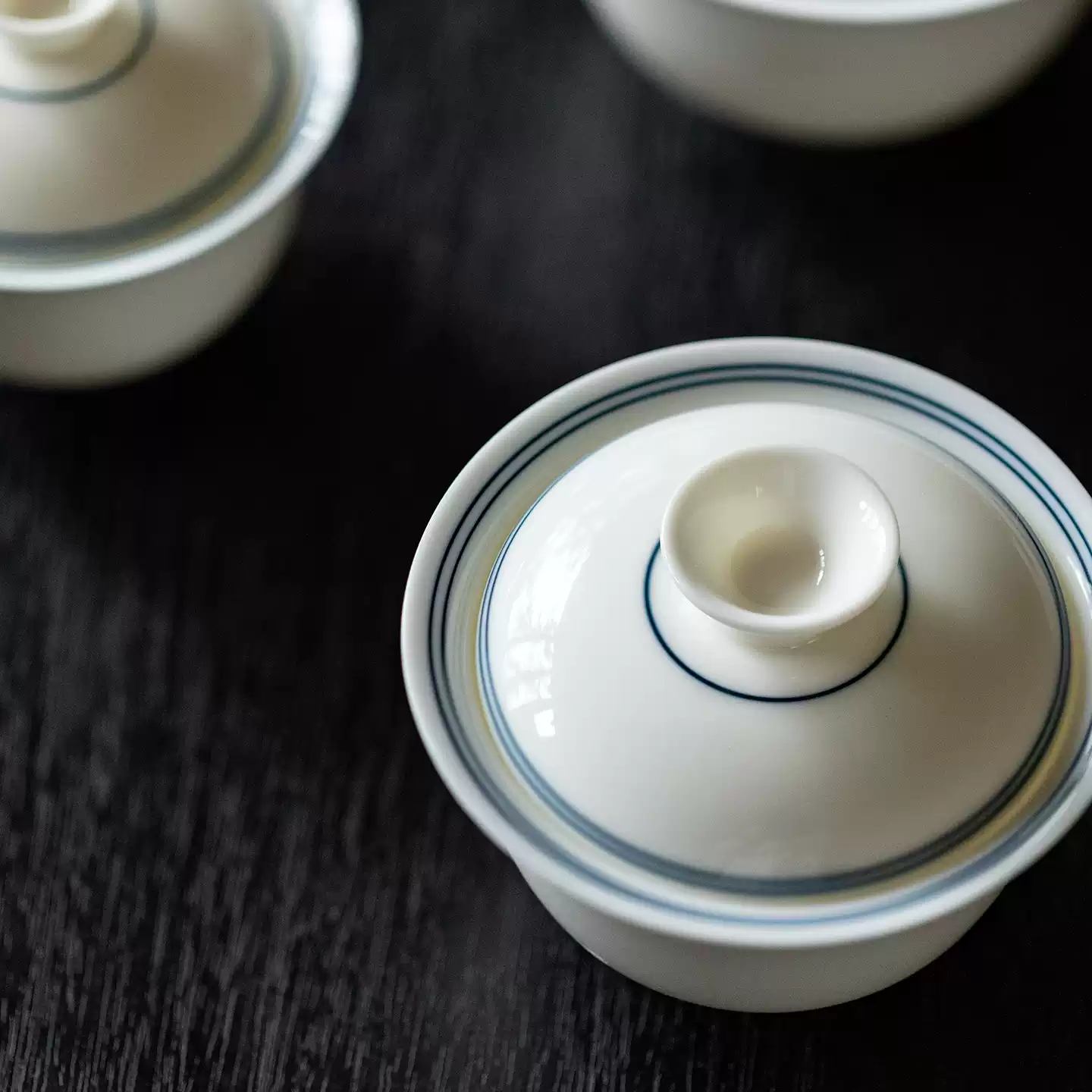 Dual Circle White Porcelain Gaiwan 60ml~125ml