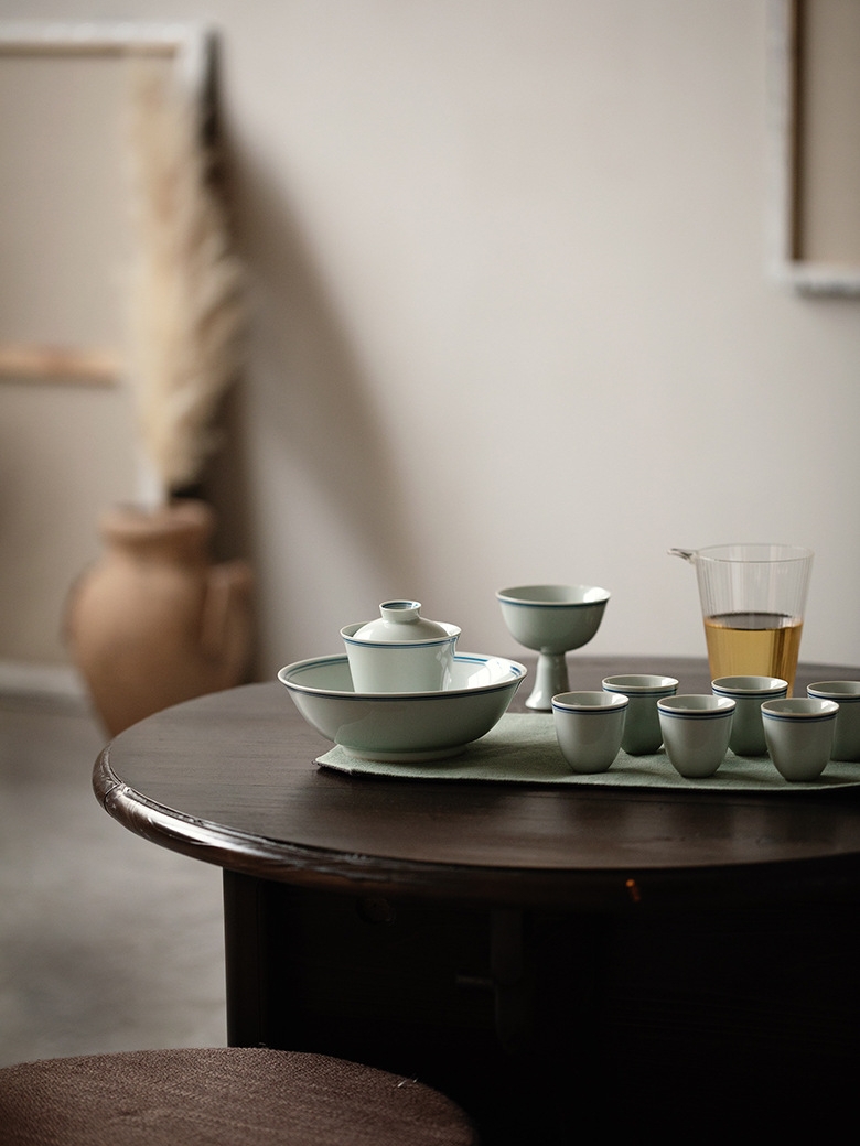 Dual-pinstripe Porcelain Tea Cup 50ml