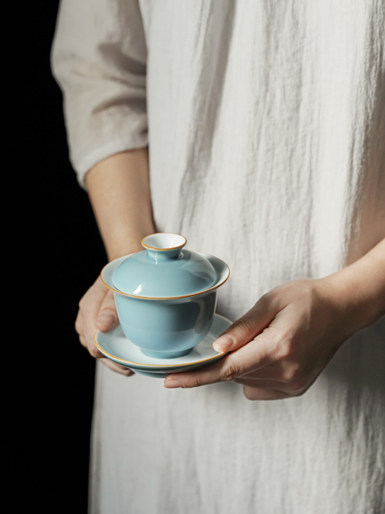 Sky Blue Porcelain Gaiwan