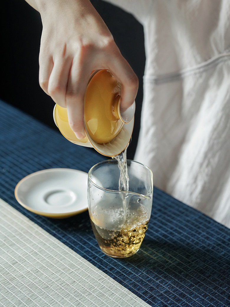 Moon Yellow Porcelain Gaiwan with Saucer 150ml