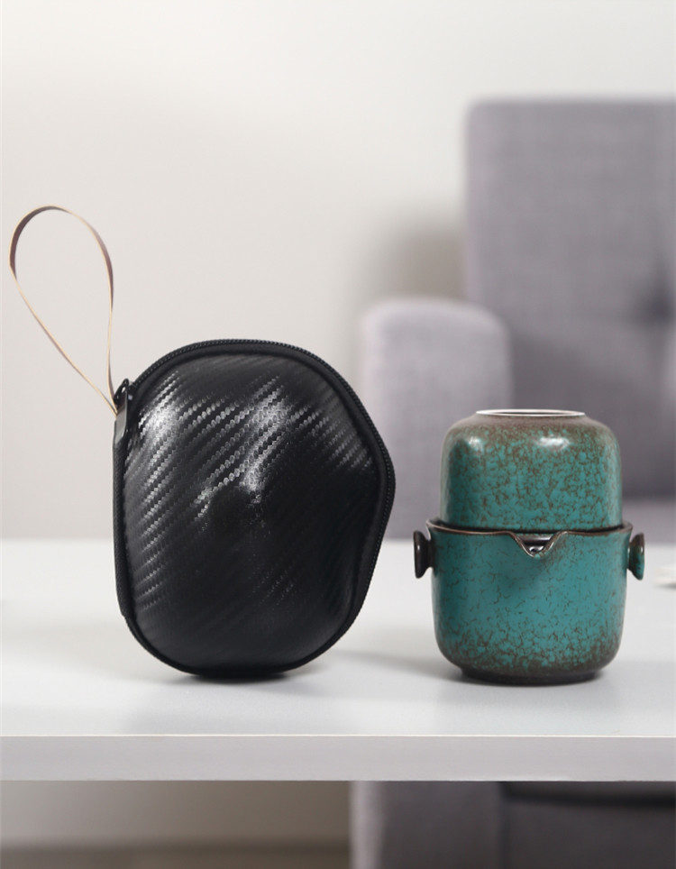 Bronze Green Ceramic Travel Tea Set, 1 Teapot+4 Cups