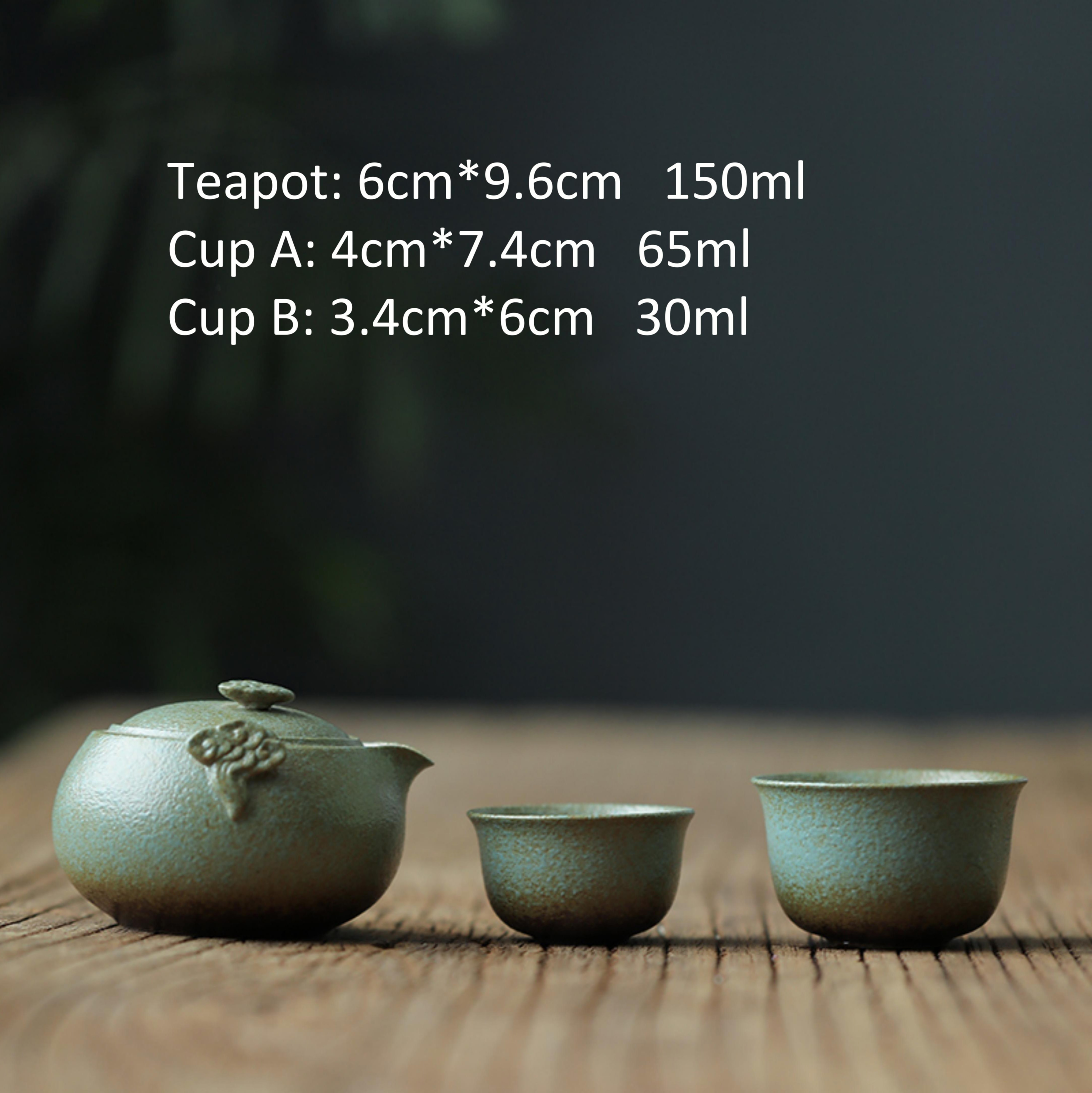 Lucky Cloud Ceramic Travel Tea Set, 1 Teapot+2 Cups