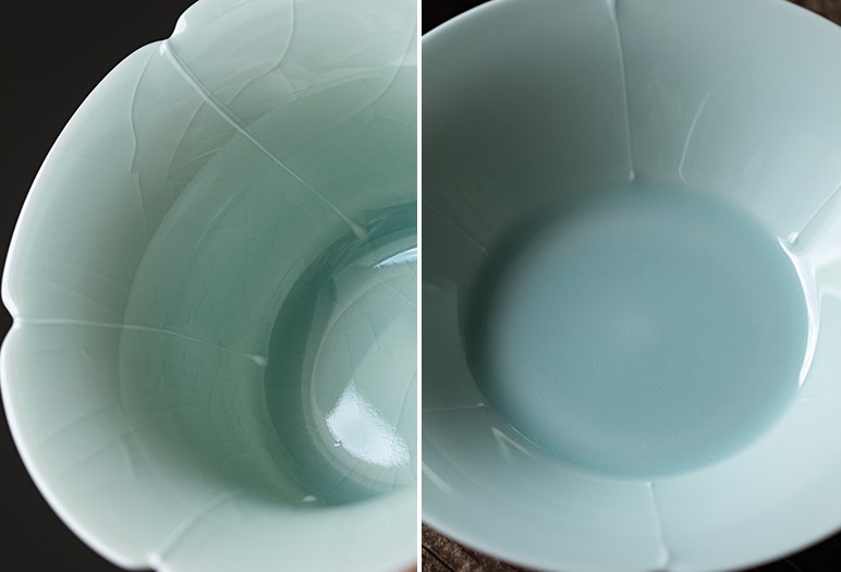 Ice Flower Tea Cup with Saucer 60ml, Misty Blue Ice Crackle Glaze, Chinese Kung Fu Tea Cup Set