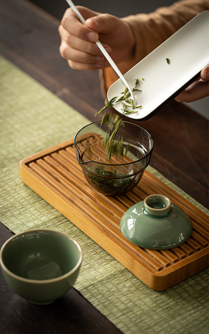 Marble Green Travel Tea Set, 1 Glass Teapot+ 1Ceramic Cup