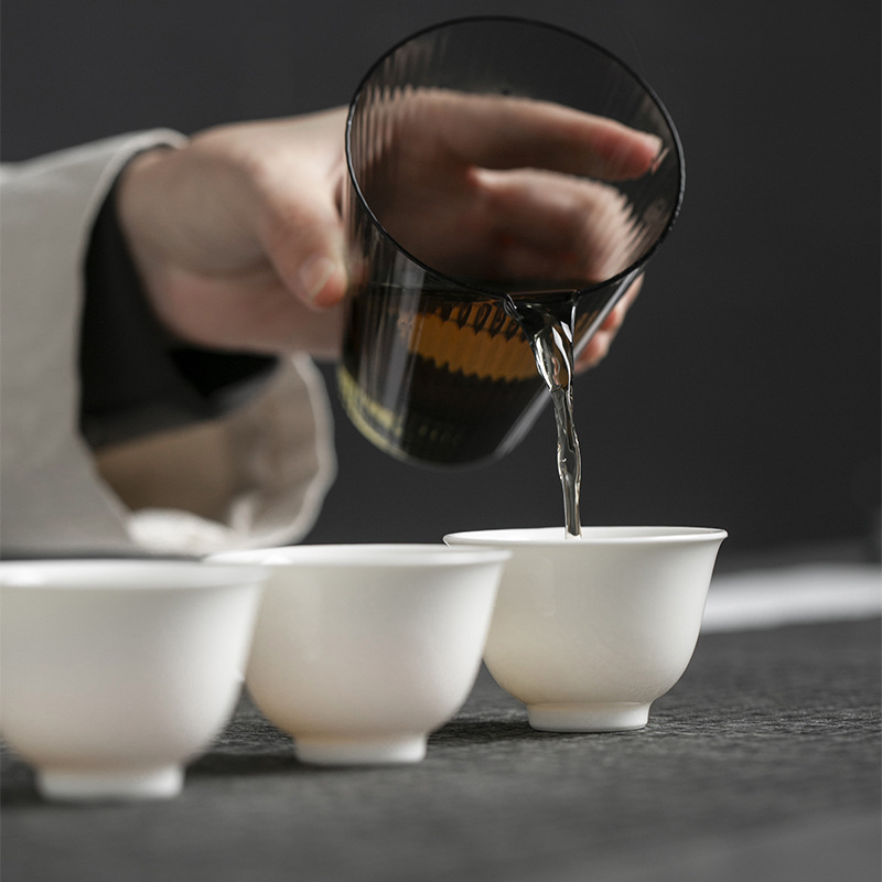 Simple Pure White Tea Cup*4pcs, ChineseGongfu Tea Cups Set 50ml