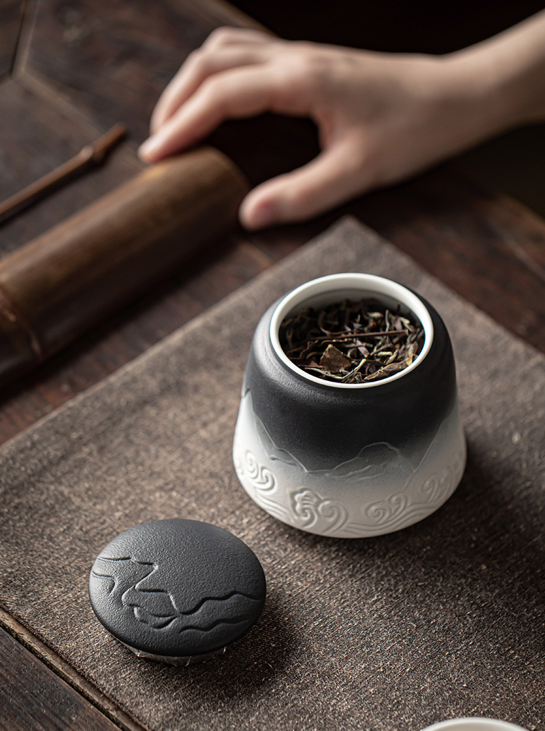 Japanese Style Ceramic Tea/Coffee Container Cans Canister, Tea Leaf Storage Sugar Canister