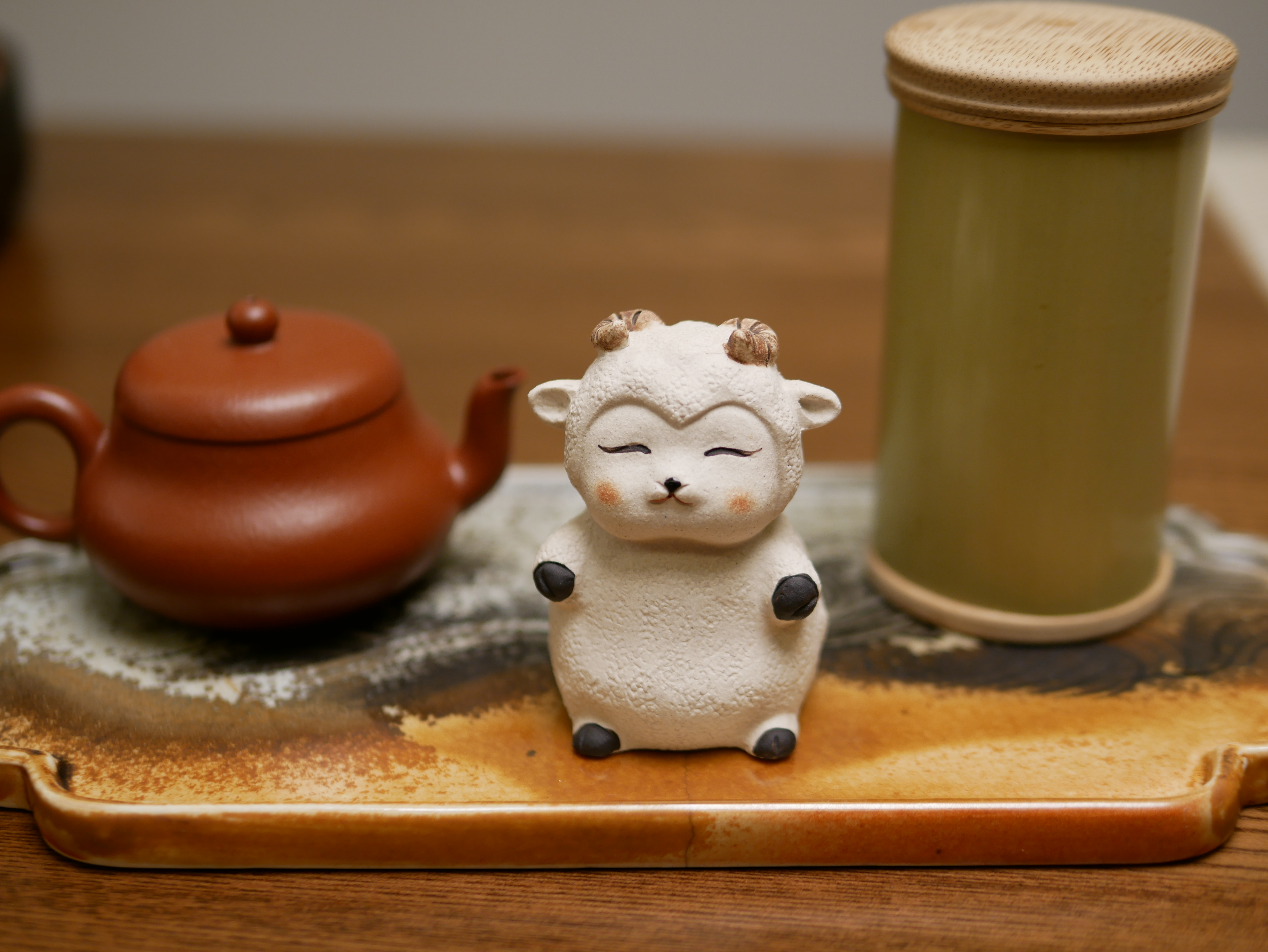 Soft Sheep Figurine, Ceramic Sheep Tea Pet